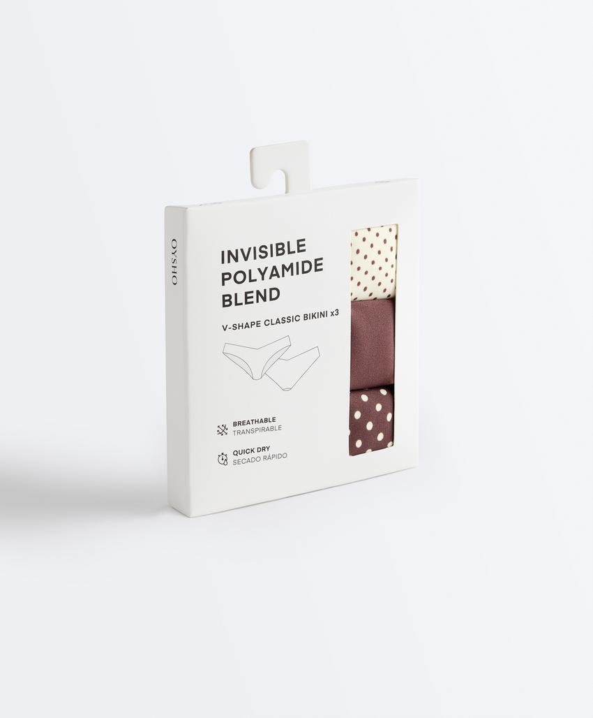 3 классических бикини из смесового полиамида с V-образным вырезом