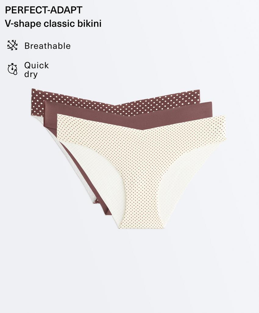 3 классических бикини из смесового полиамида с V-образным вырезом