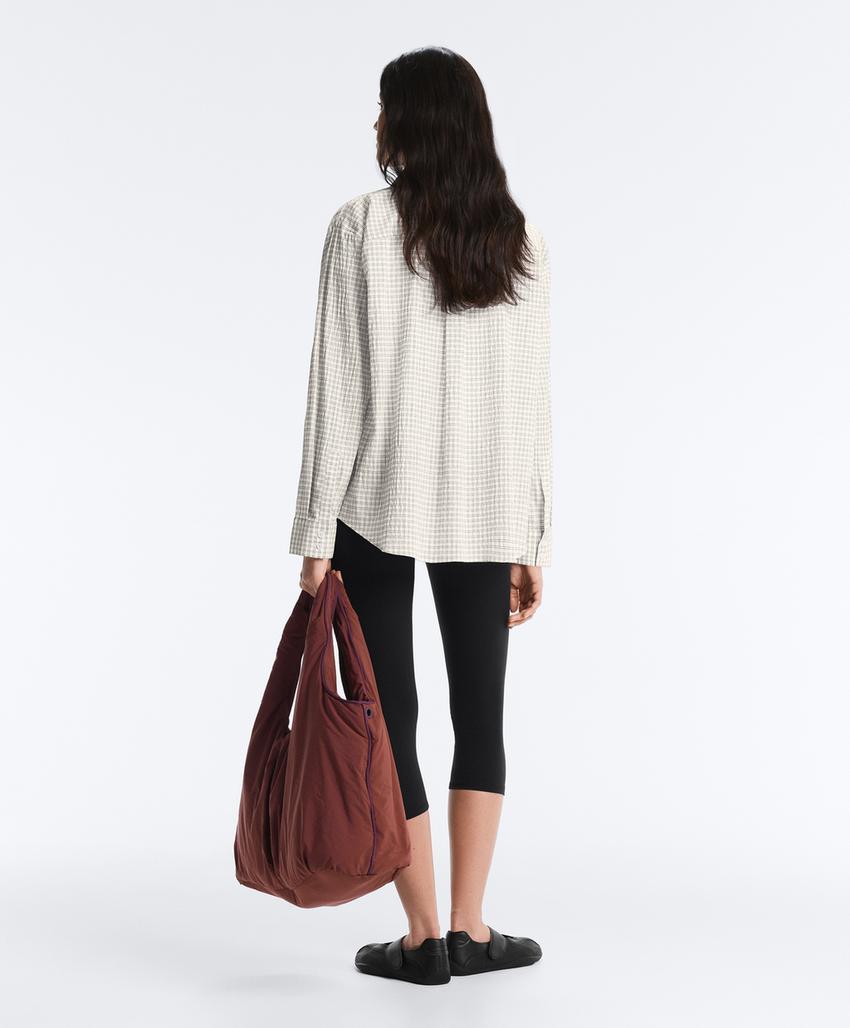 Рубашка в клетку из смесового хлопка с длинными рукавами