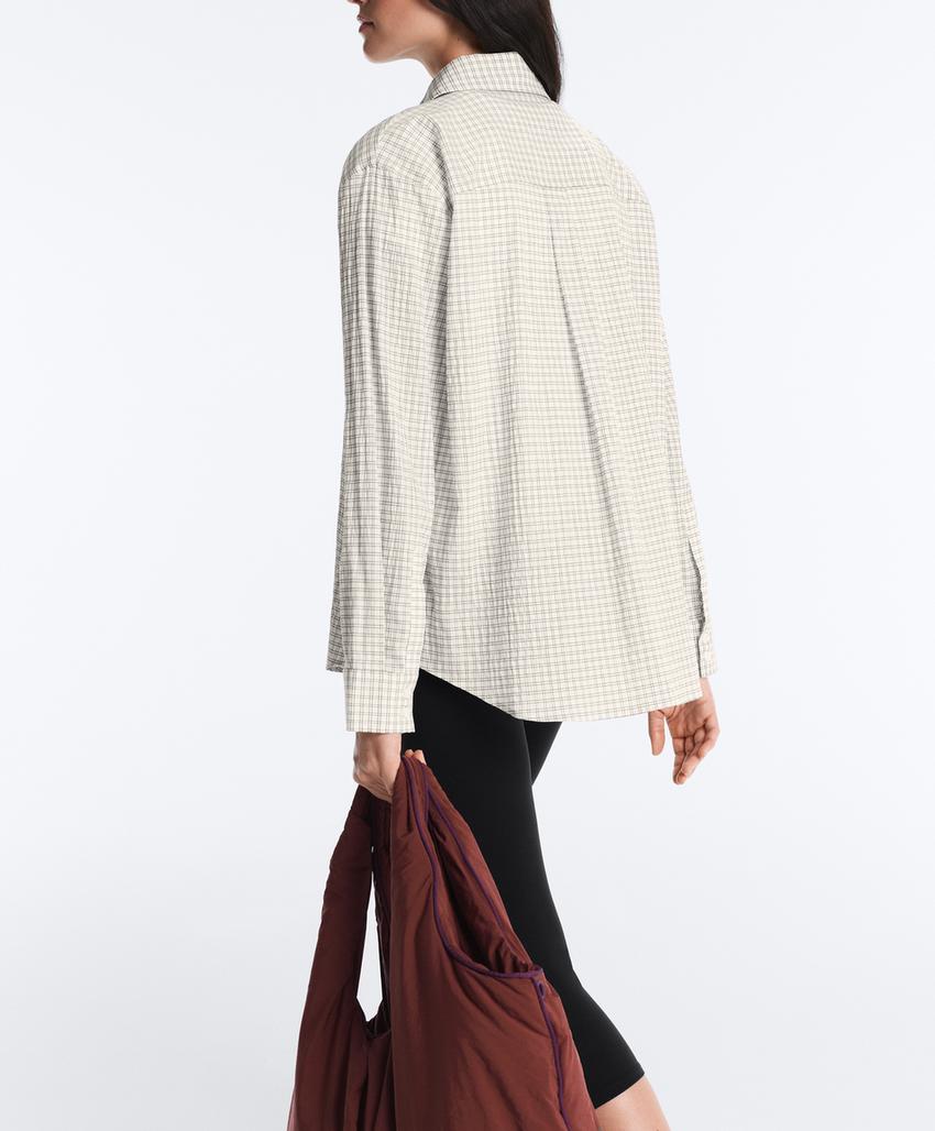 Рубашка в клетку из смесового хлопка с длинными рукавами