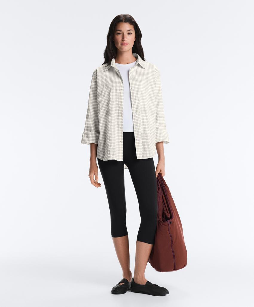 Рубашка в клетку из смесового хлопка с длинными рукавами