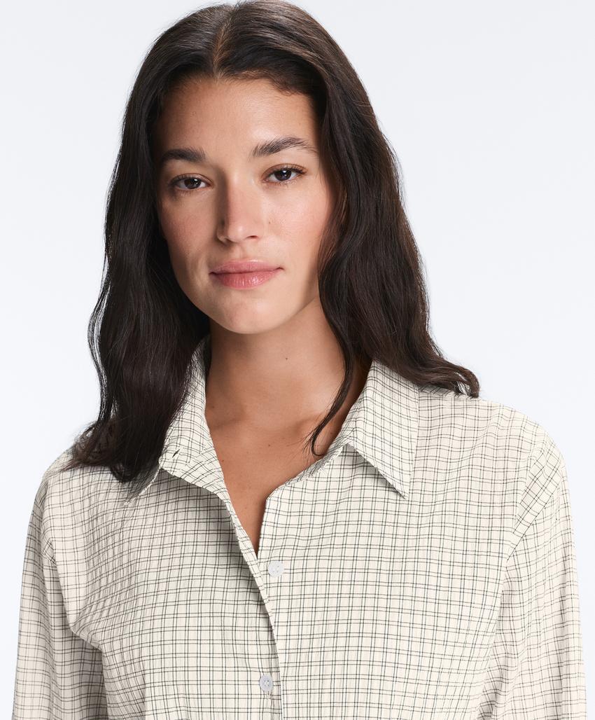 Рубашка в клетку из смесового хлопка с длинными рукавами