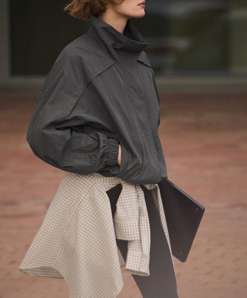 Рубашка в клетку из смесового хлопка с длинными рукавами