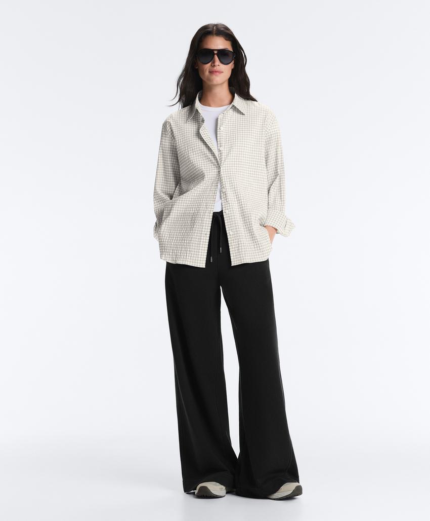 Рубашка в клетку из смесового хлопка с длинными рукавами