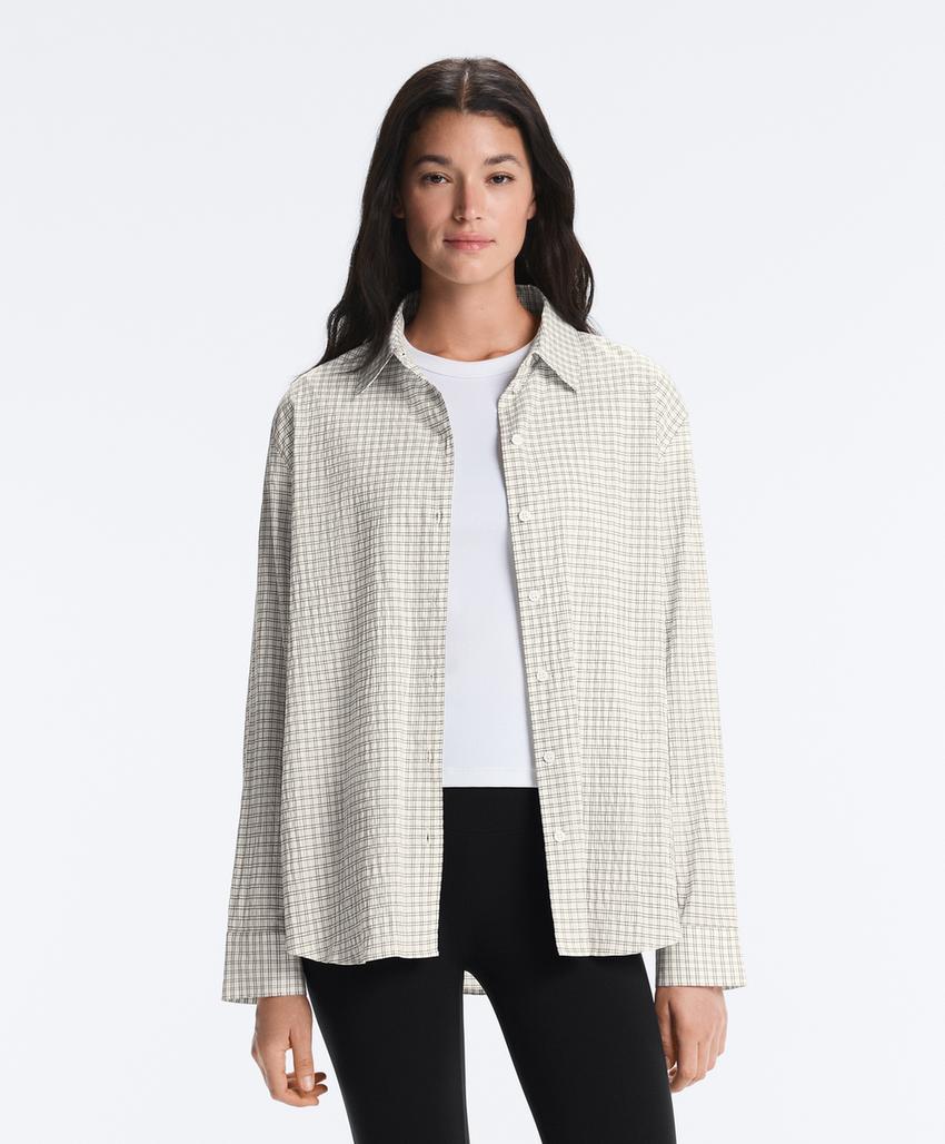 Рубашка в клетку из смесового хлопка с длинными рукавами