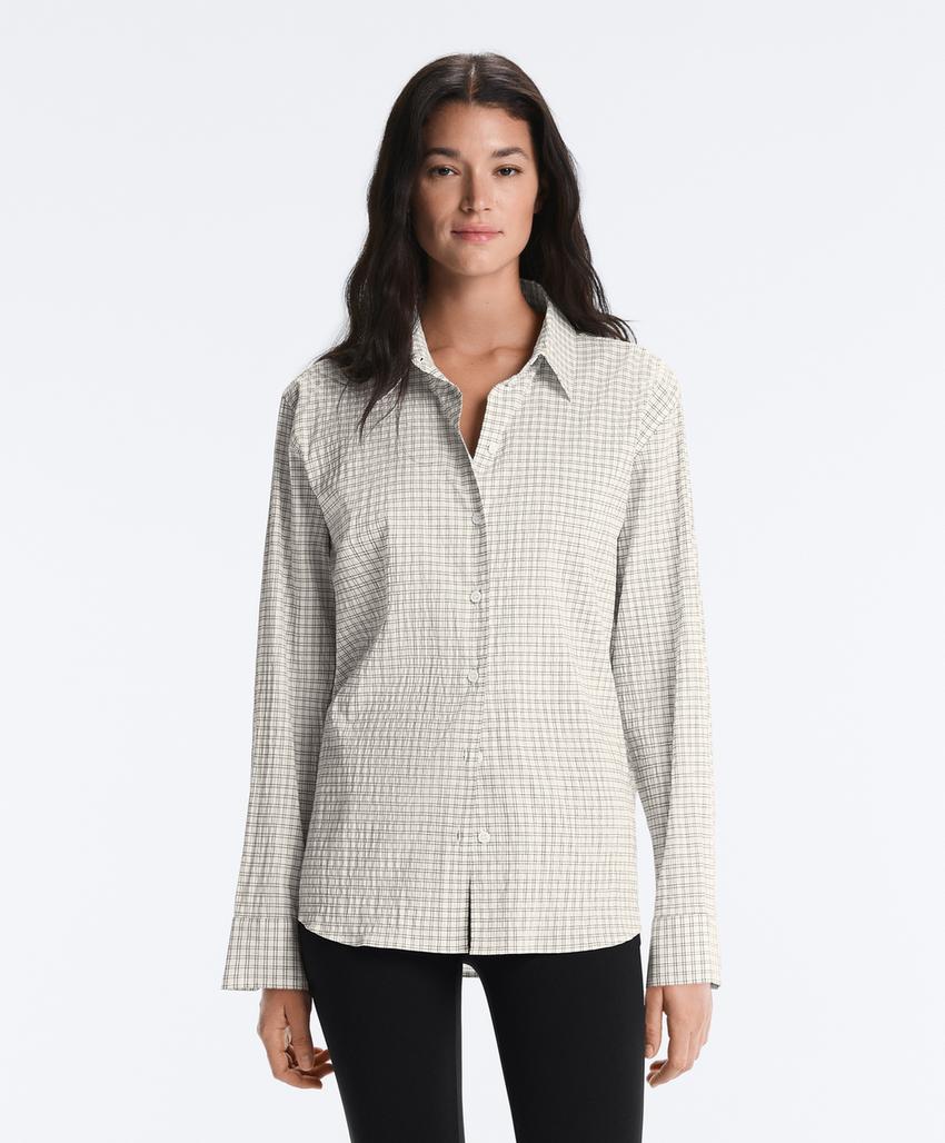 Рубашка в клетку из смесового хлопка с длинными рукавами