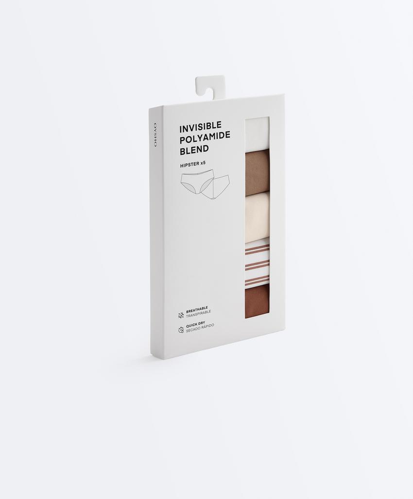 5 invisible laser-cut polyamide blend Brazilian briefs