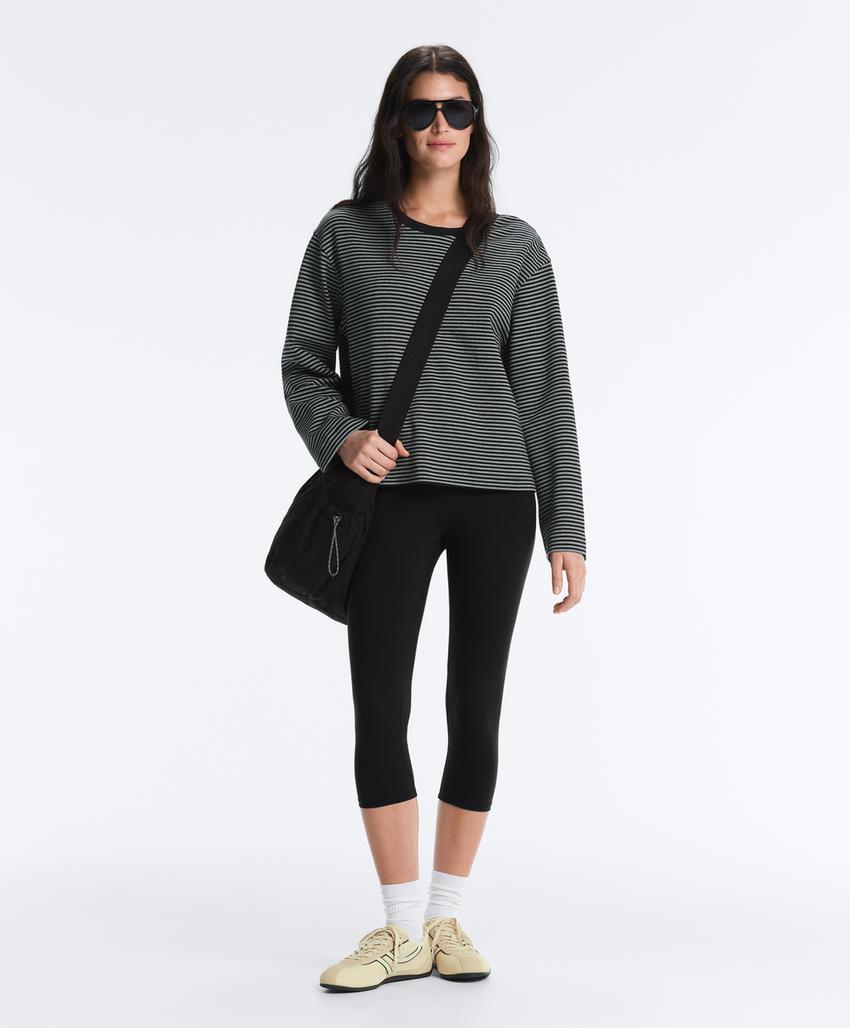 Лонгслив в двойную полоску из смесового хлопка