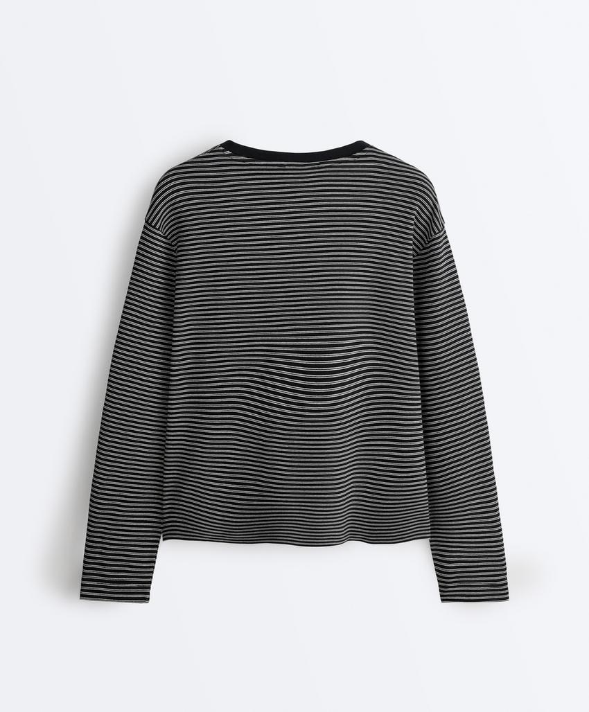 Лонгслив в двойную полоску из смесового хлопка
