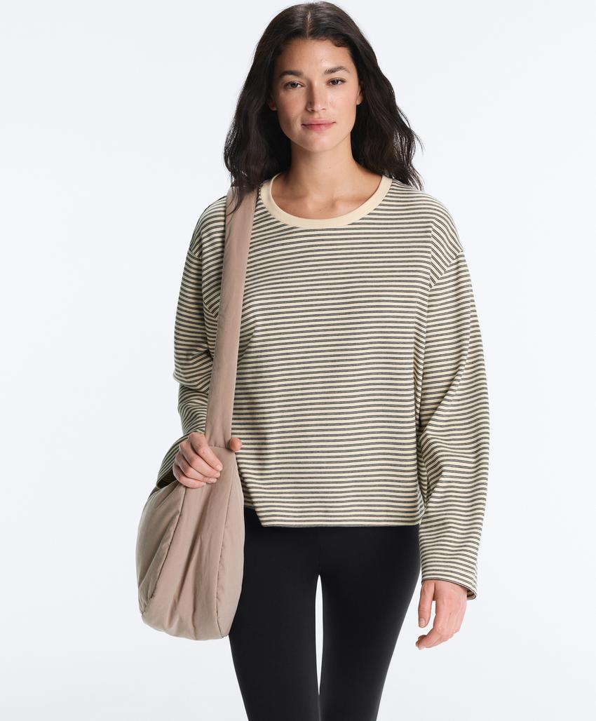 Лонгслив в двойную полоску из смесового хлопка