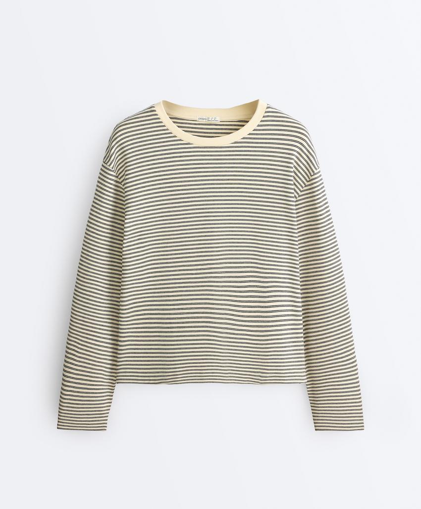 Лонгслив в двойную полоску из смесового хлопка