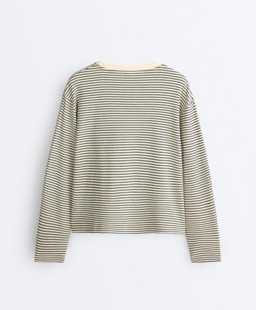 Лонгслив в двойную полоску из смесового хлопка