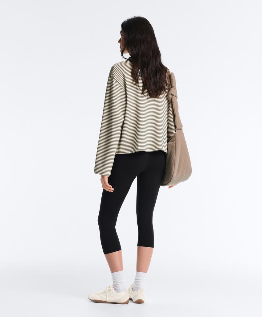 Лонгслив в двойную полоску из смесового хлопка