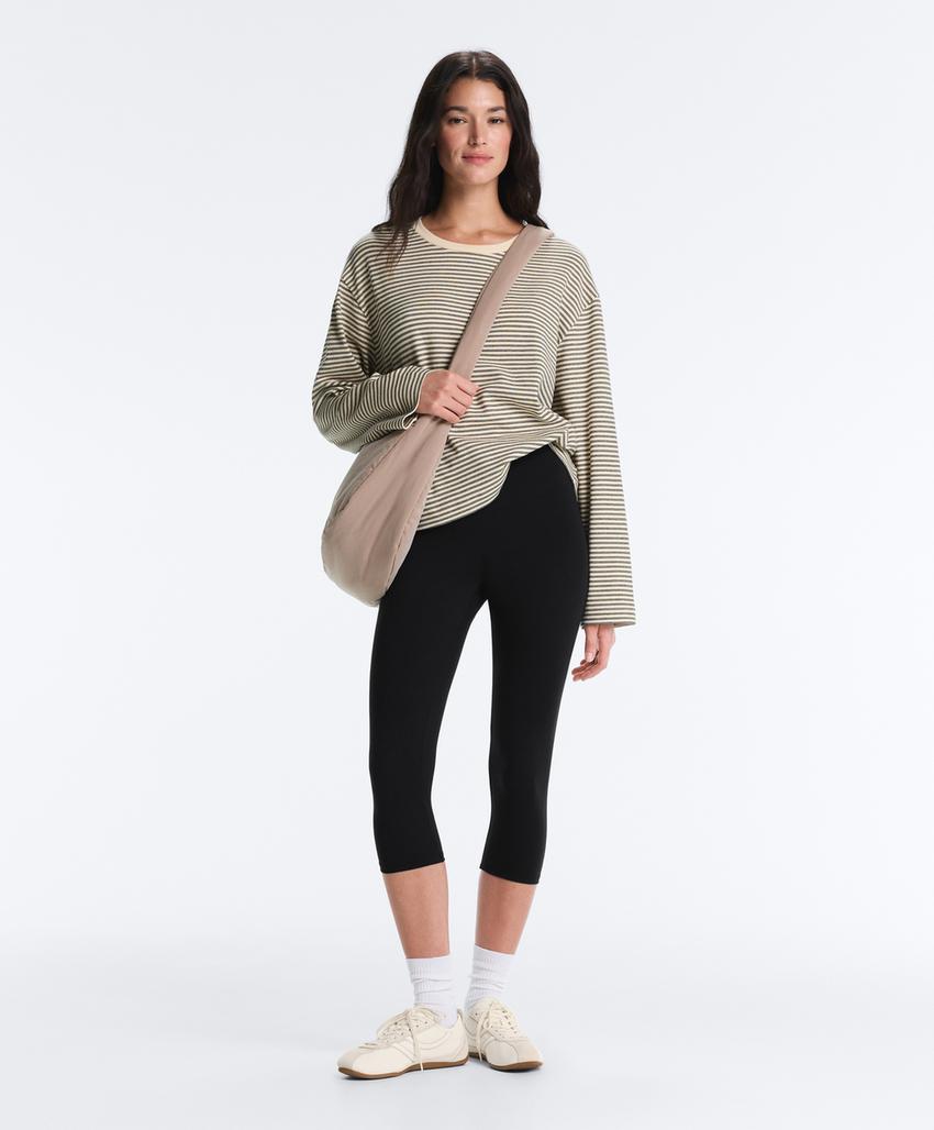 Лонгслив в двойную полоску из смесового хлопка