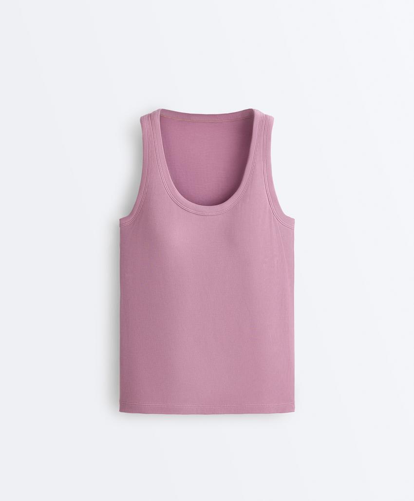 Майка в рубчик из смесового модала