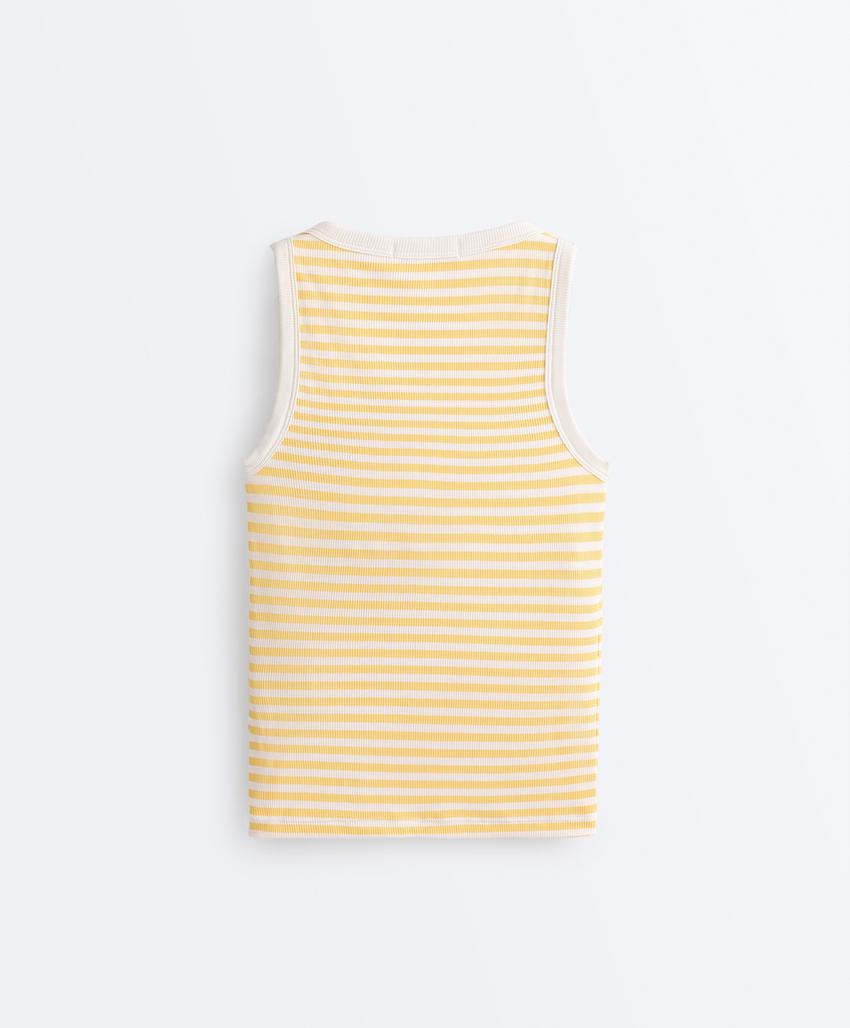 Удлиненный Майка - топ в рубчик с круглым вырезом из модала