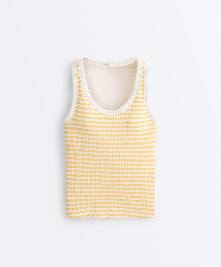 Удлиненный Майка - топ в рубчик с круглым вырезом из модала