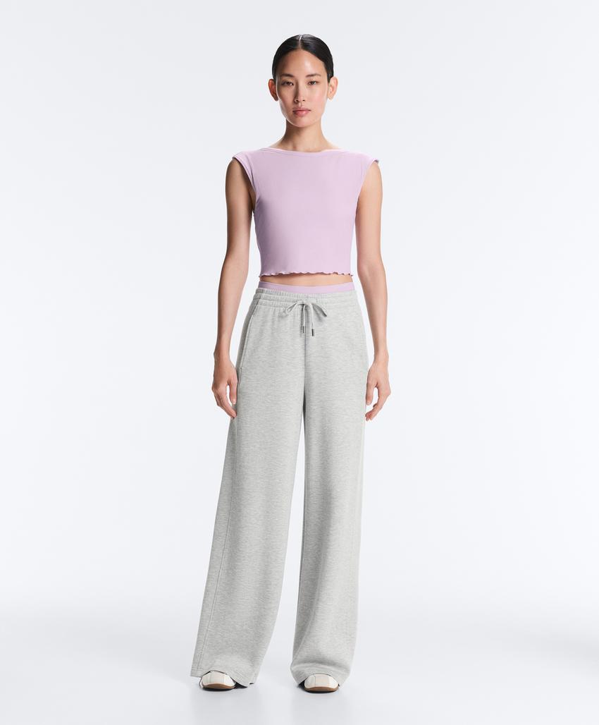 Майка - топ с коротким рукавом из смесового модала в рубчик