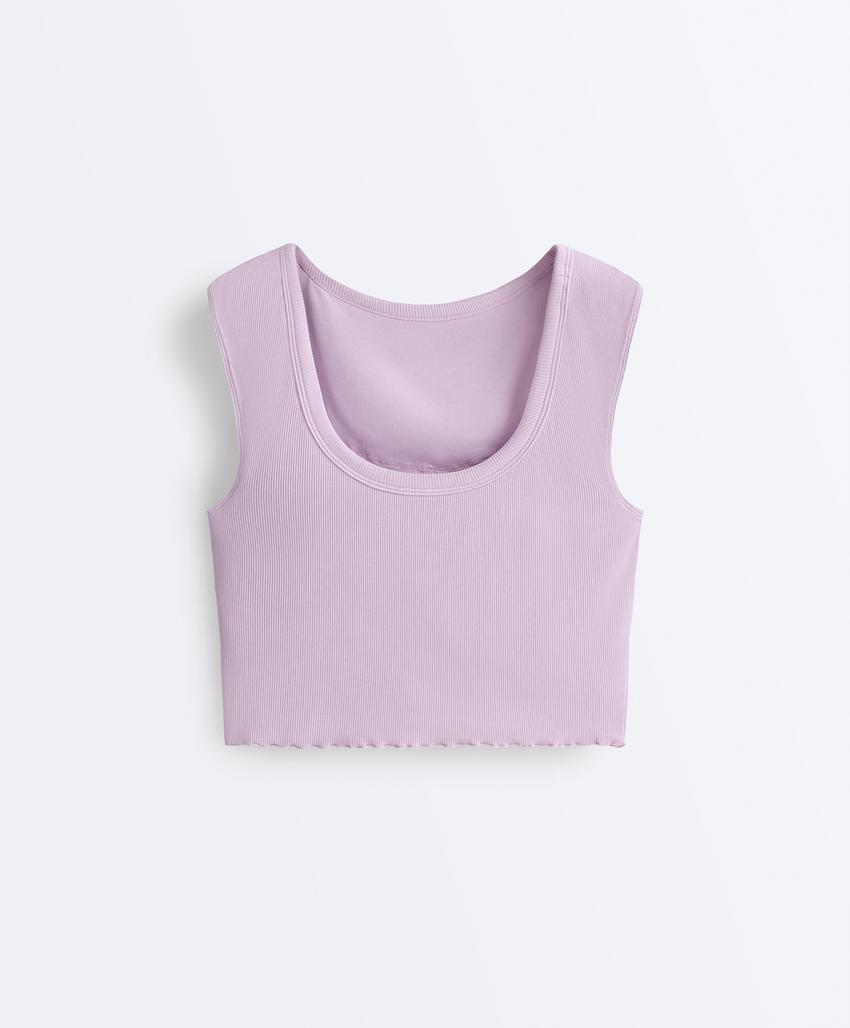 Майка - топ с коротким рукавом из смесового модала в рубчик