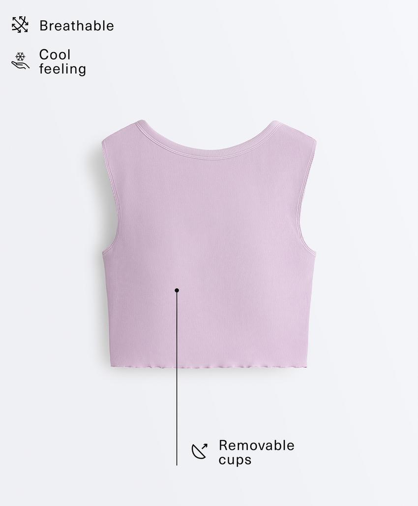 Майка - топ с коротким рукавом из смесового модала в рубчик