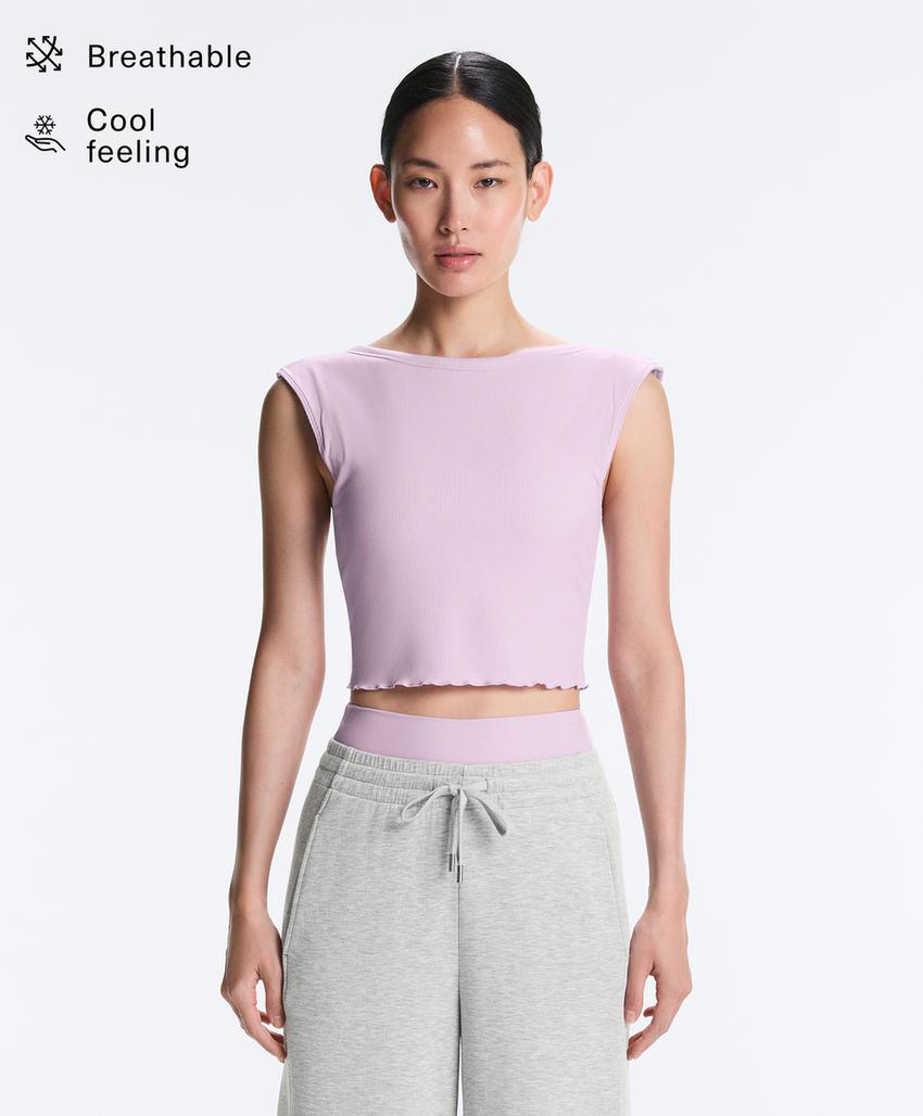 Майка - топ с коротким рукавом из смесового модала в рубчик