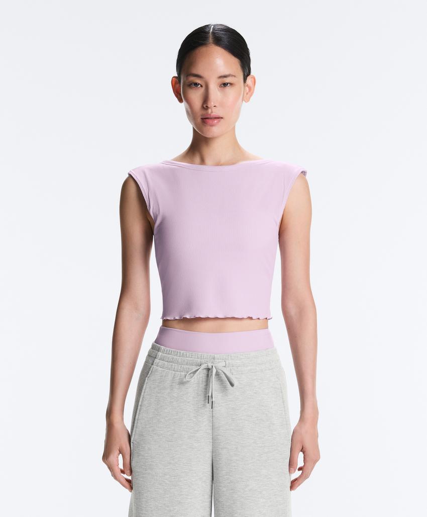 Майка - топ с коротким рукавом из смесового модала в рубчик