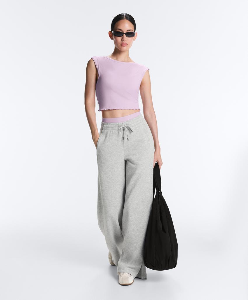 Майка - топ с коротким рукавом из смесового модала в рубчик