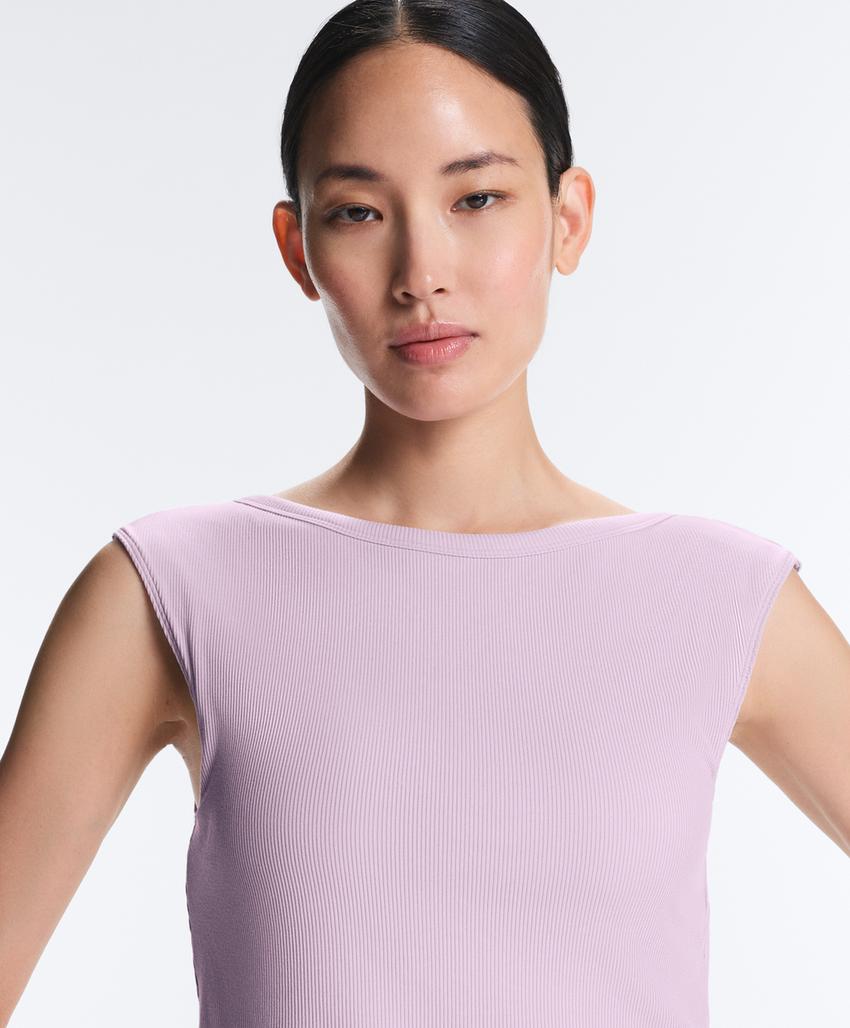 Майка - топ с коротким рукавом из смесового модала в рубчик