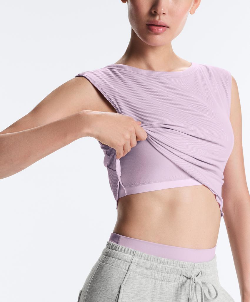 Майка - топ с коротким рукавом из смесового модала в рубчик