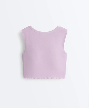 Майка - топ с коротким рукавом из смесового модала в рубчик- Заказать в России