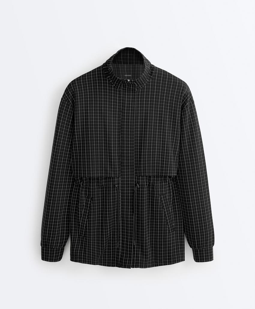 Длинная куртка пике в клетку