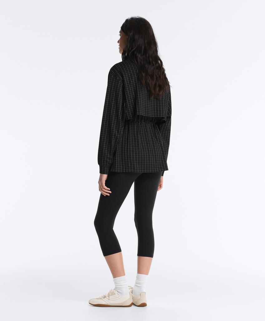 Длинная куртка пике в клетку