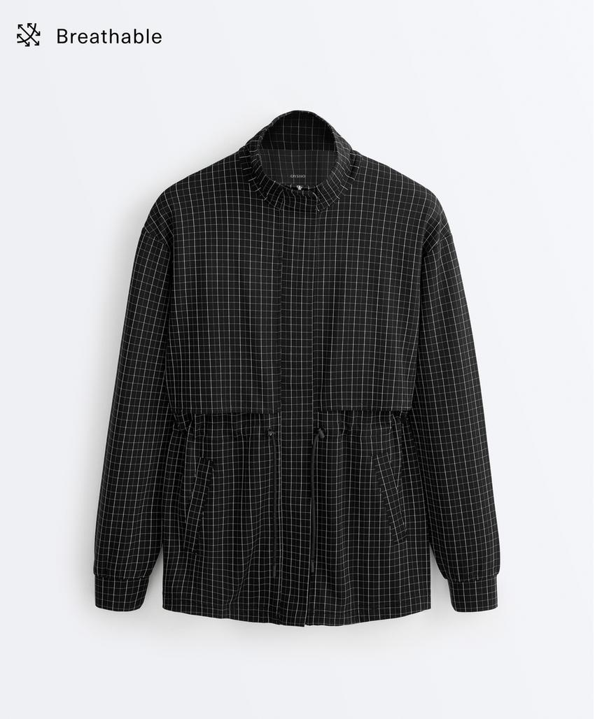 Длинная куртка пике в клетку