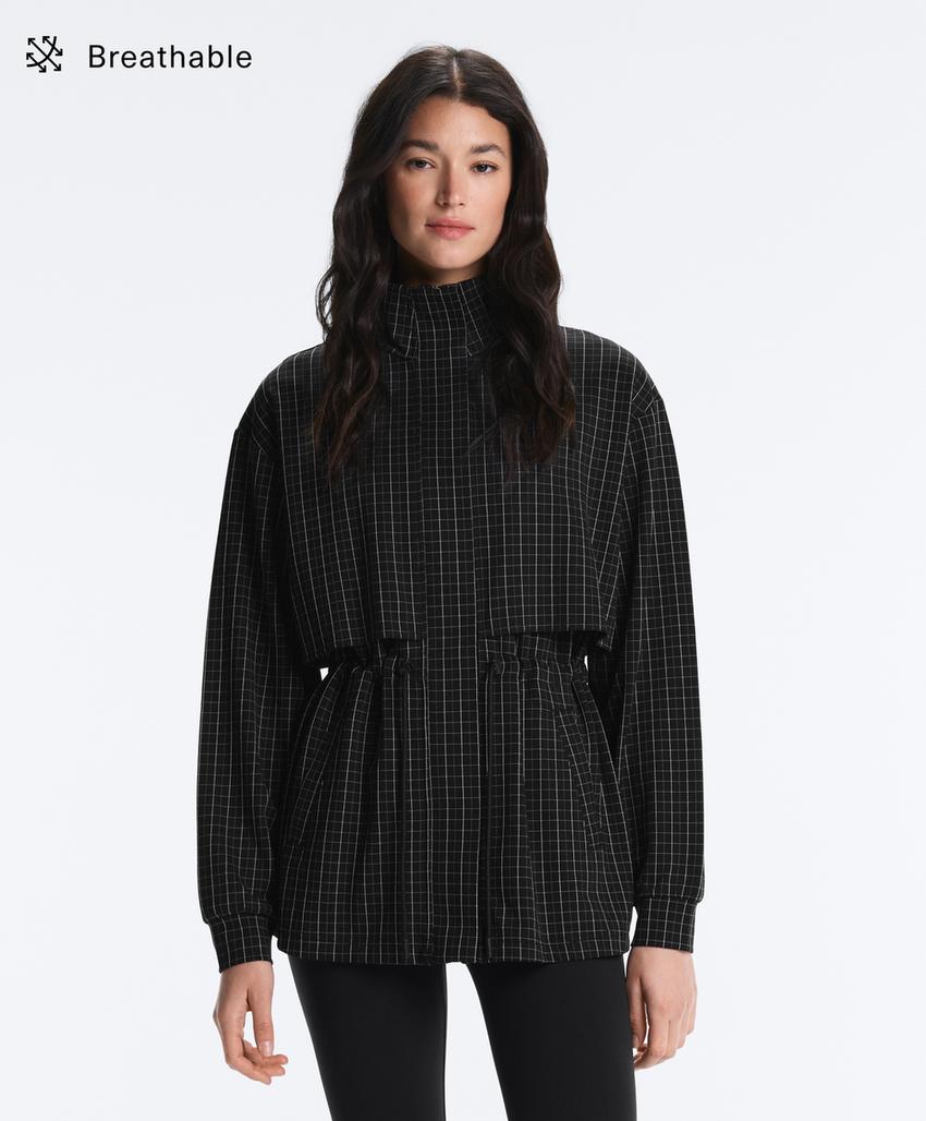 Длинная куртка пике в клетку