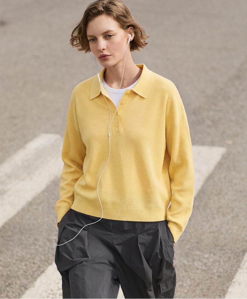 Вязаное поло на пуговицах