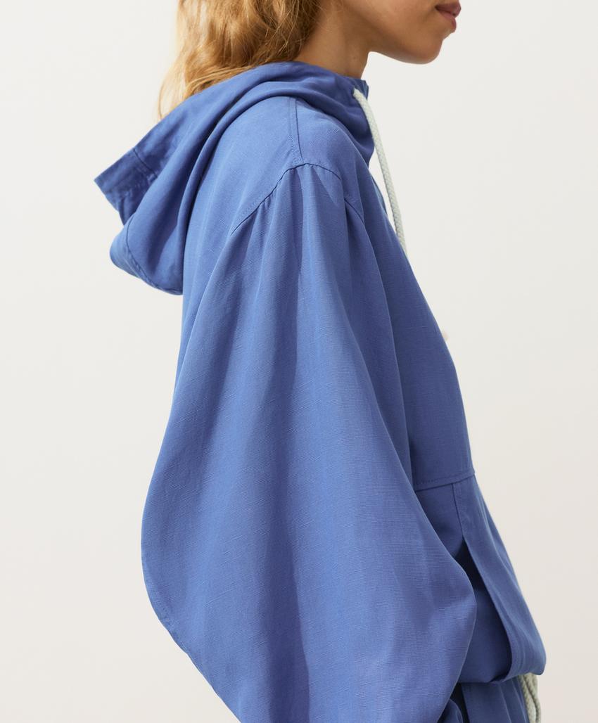 Толстовка на молнии с передним карманом, смесовый лиоцелл и лен