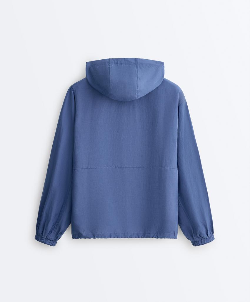 Толстовка на молнии с передним карманом, смесовый лиоцелл и лен