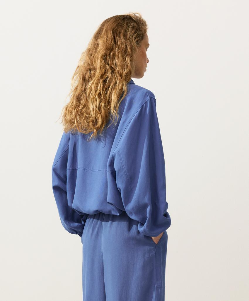 Толстовка на молнии с передним карманом, смесовый лиоцелл и лен