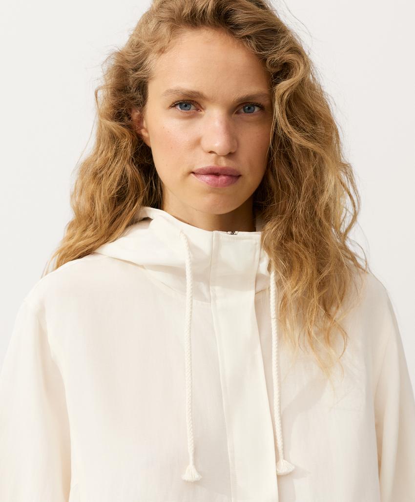 Толстовка на молнии с передним карманом, смесовый лиоцелл и лен