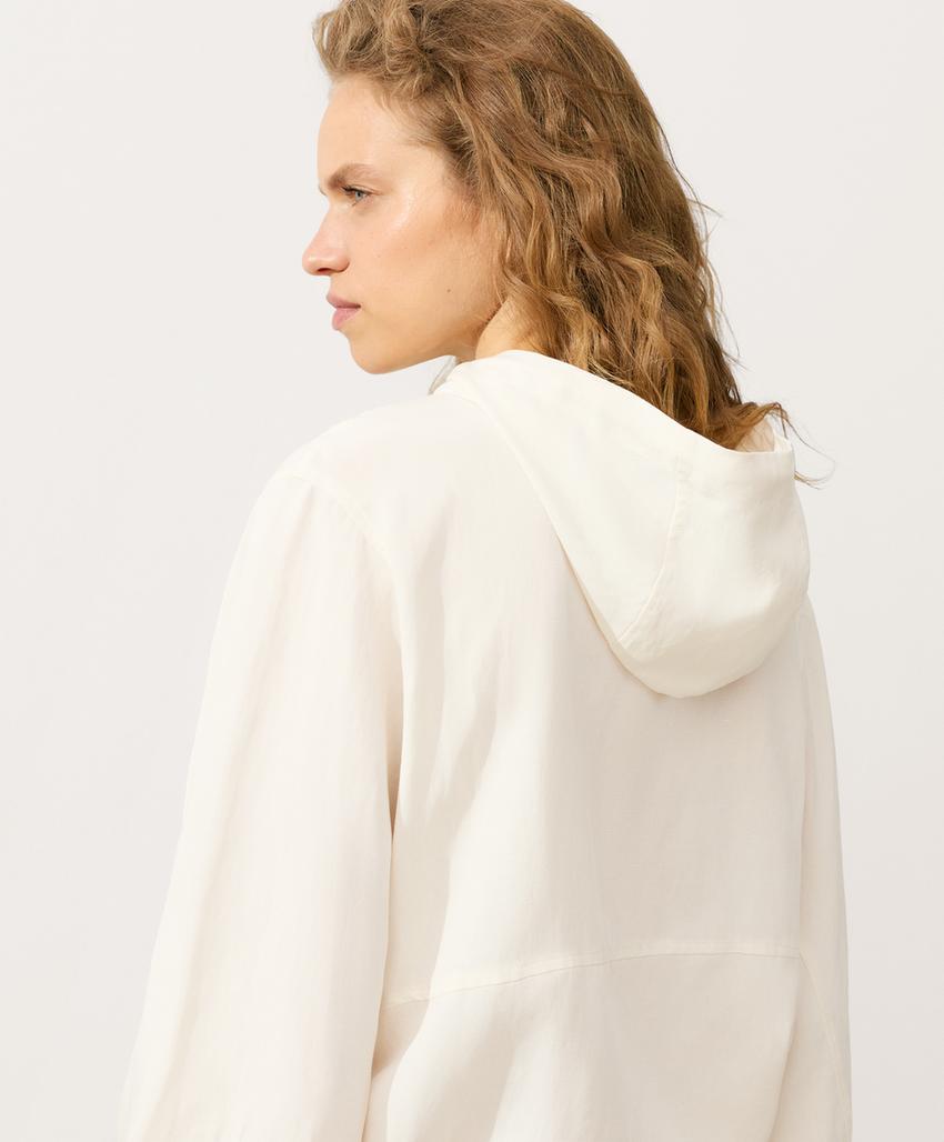 Толстовка на молнии с передним карманом, смесовый лиоцелл и лен