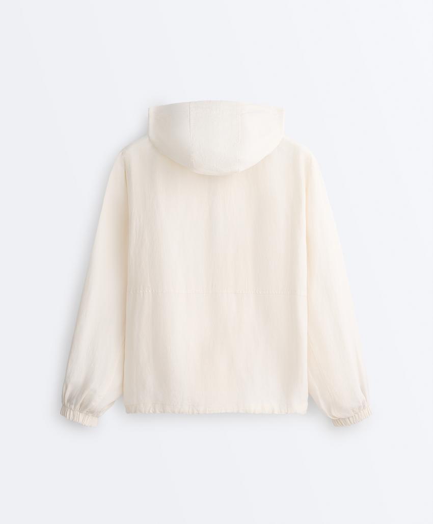 Толстовка на молнии с передним карманом, смесовый лиоцелл и лен