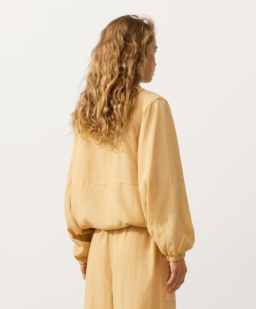 Толстовка на молнии с передним карманом, смесовый лиоцелл и лен