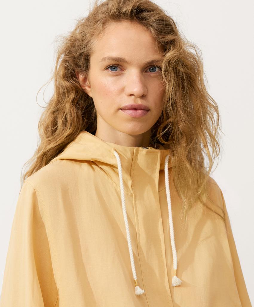 Толстовка на молнии с передним карманом, смесовый лиоцелл и лен