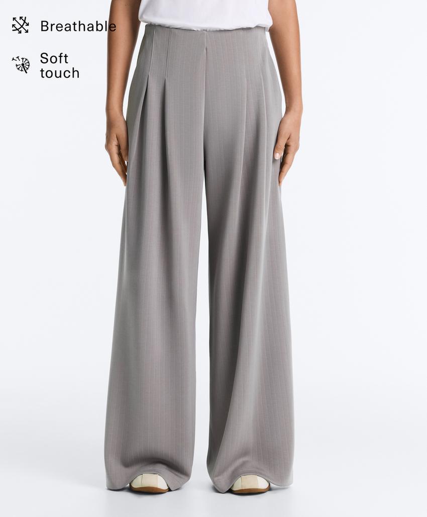 Длинные плиссированные брюки из мягкого модального материала