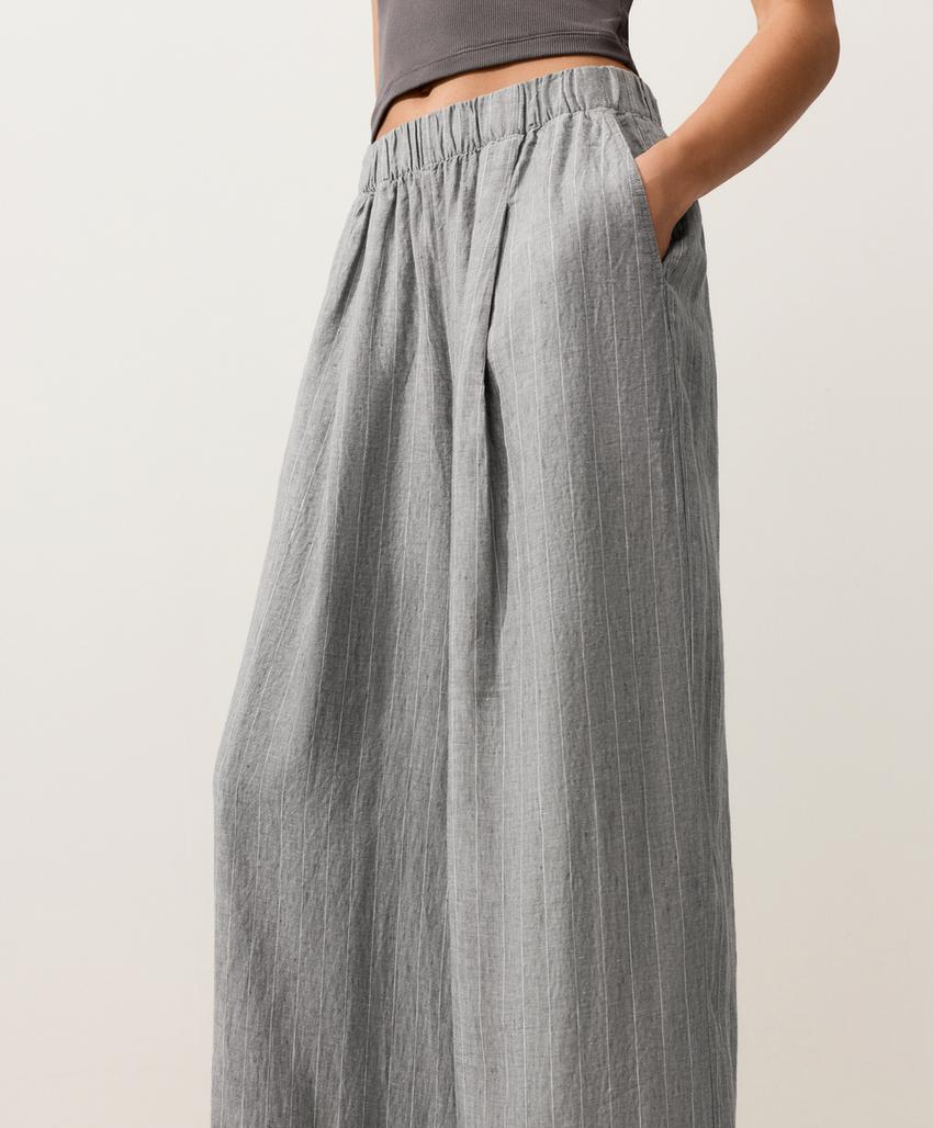 Брюки широкого кроя из 100%-го льна