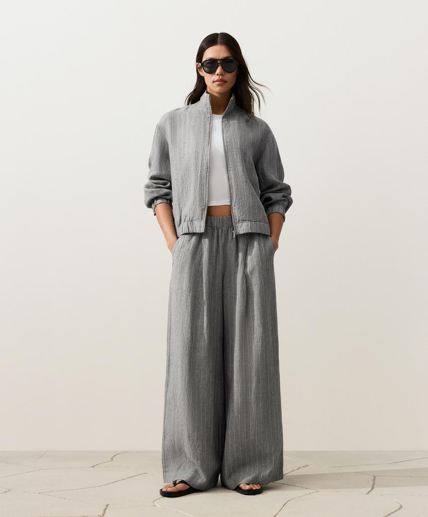 Брюки широкого кроя из 100%-го льна