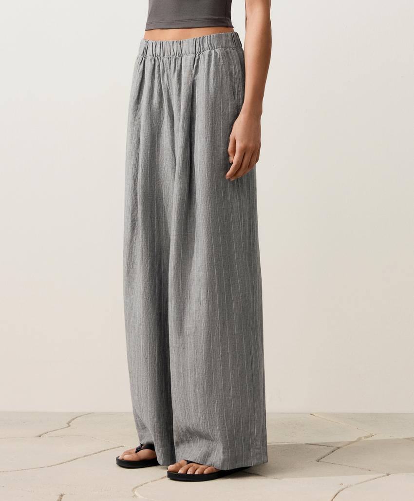 Брюки широкого кроя из 100%-го льна