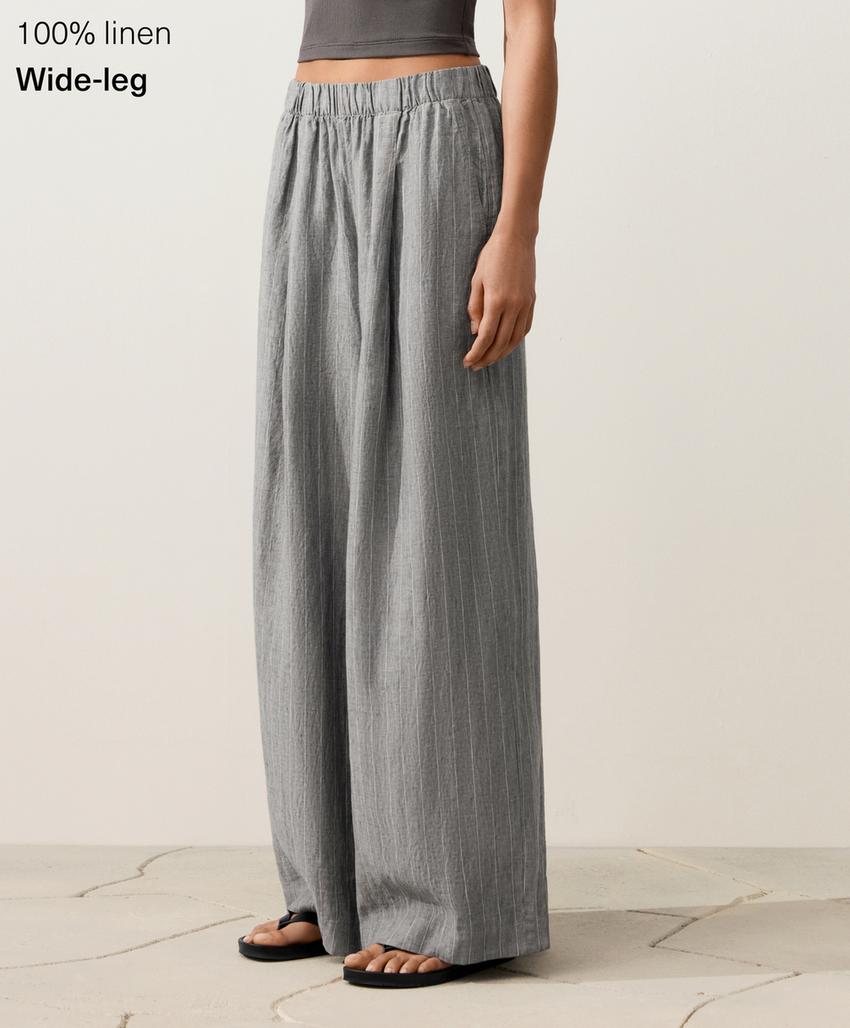 Брюки широкого кроя из 100%-го льна