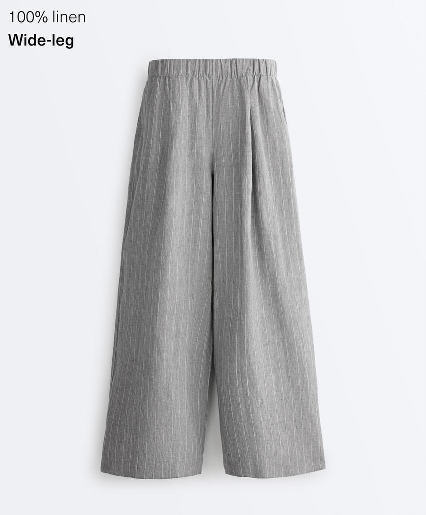 Брюки широкого кроя из 100%-го льна