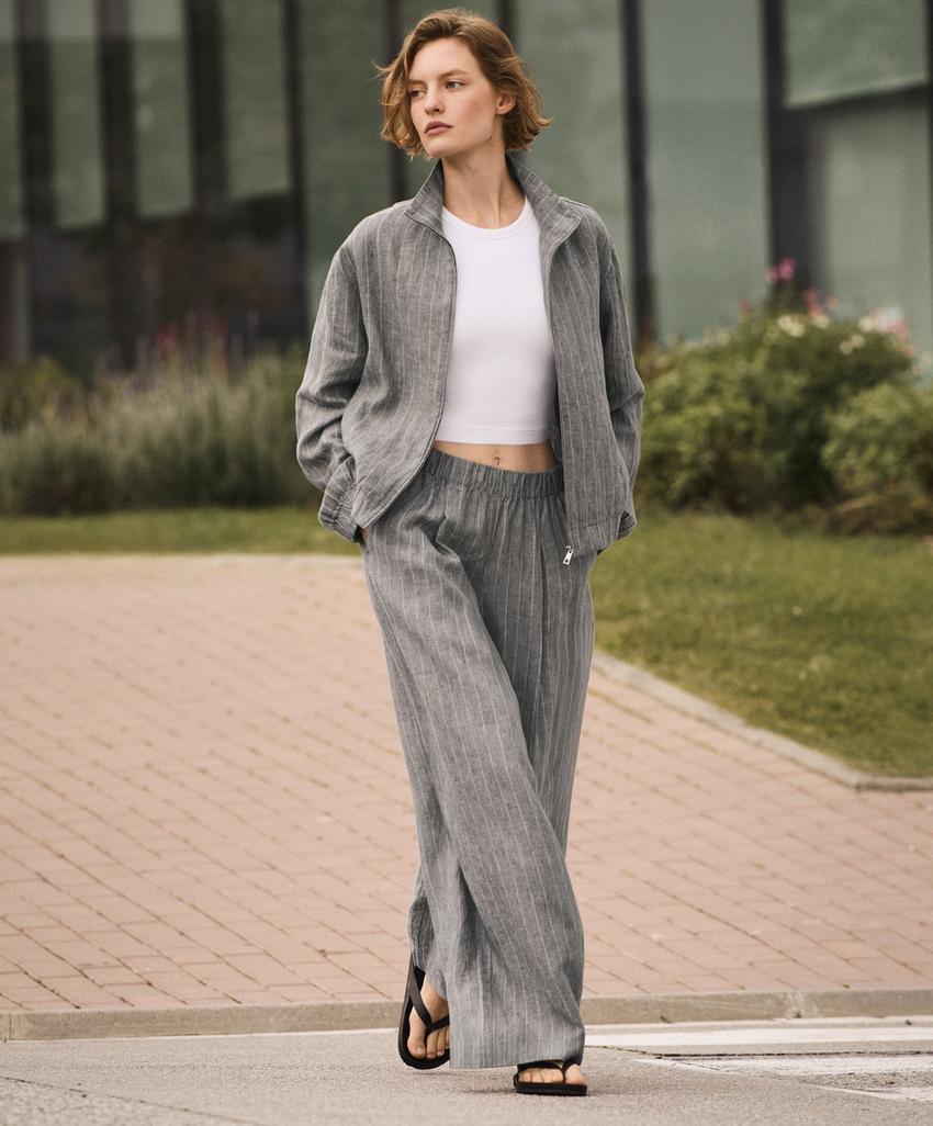 Брюки широкого кроя из 100%-го льна